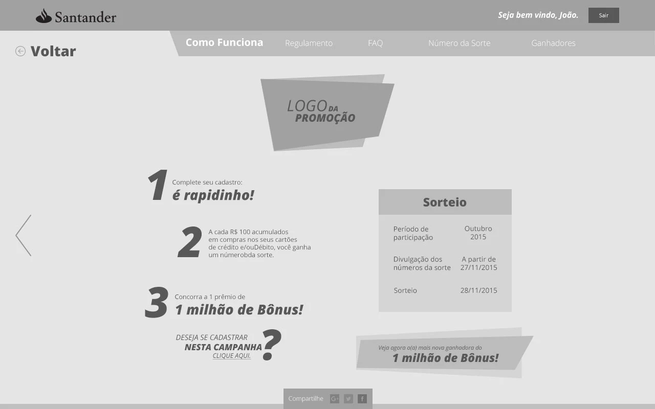 Wireframe — page promo2 comofunciona logada