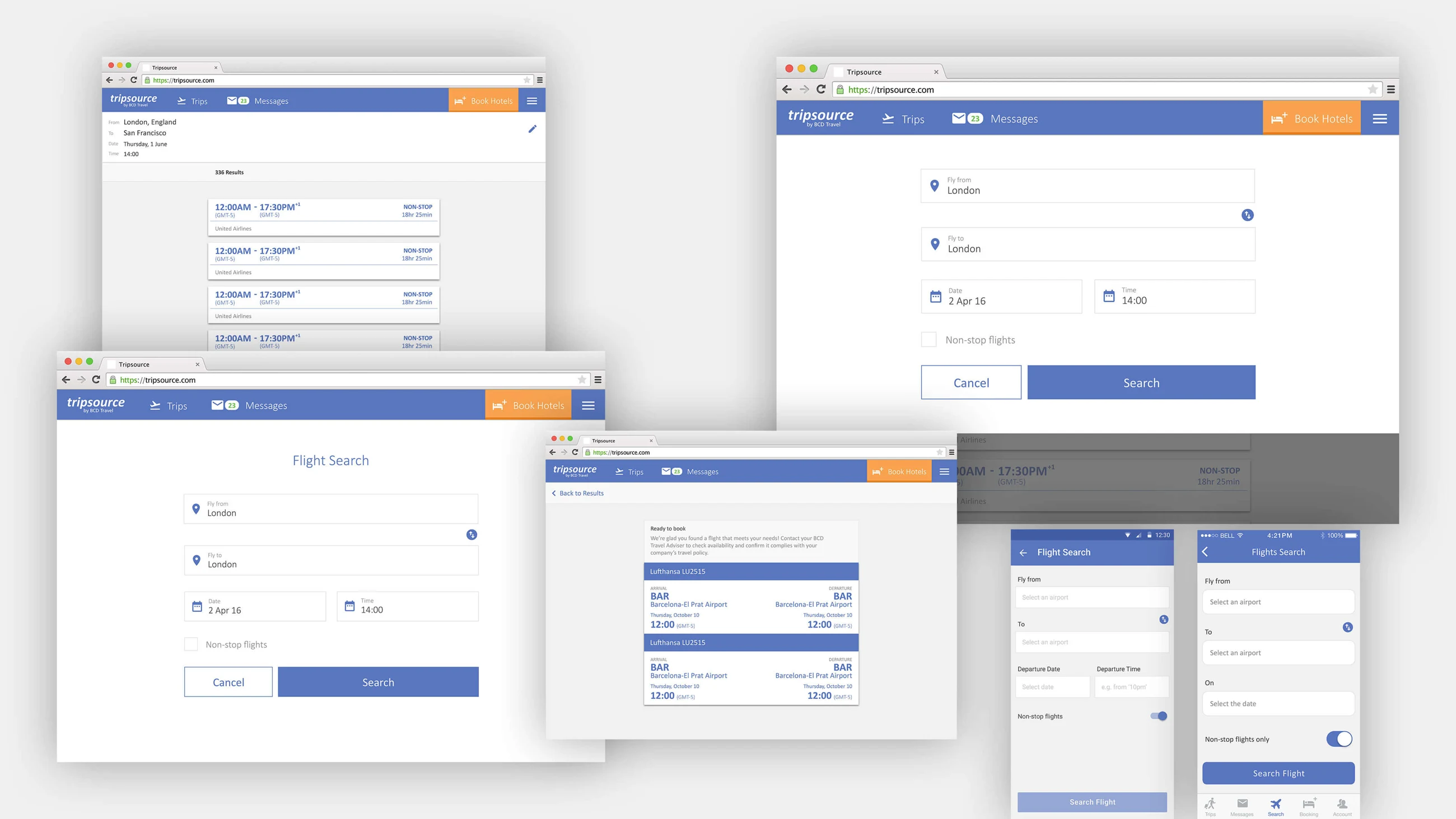 The earlier TripSource experience: the starting point for the flight booking work.
