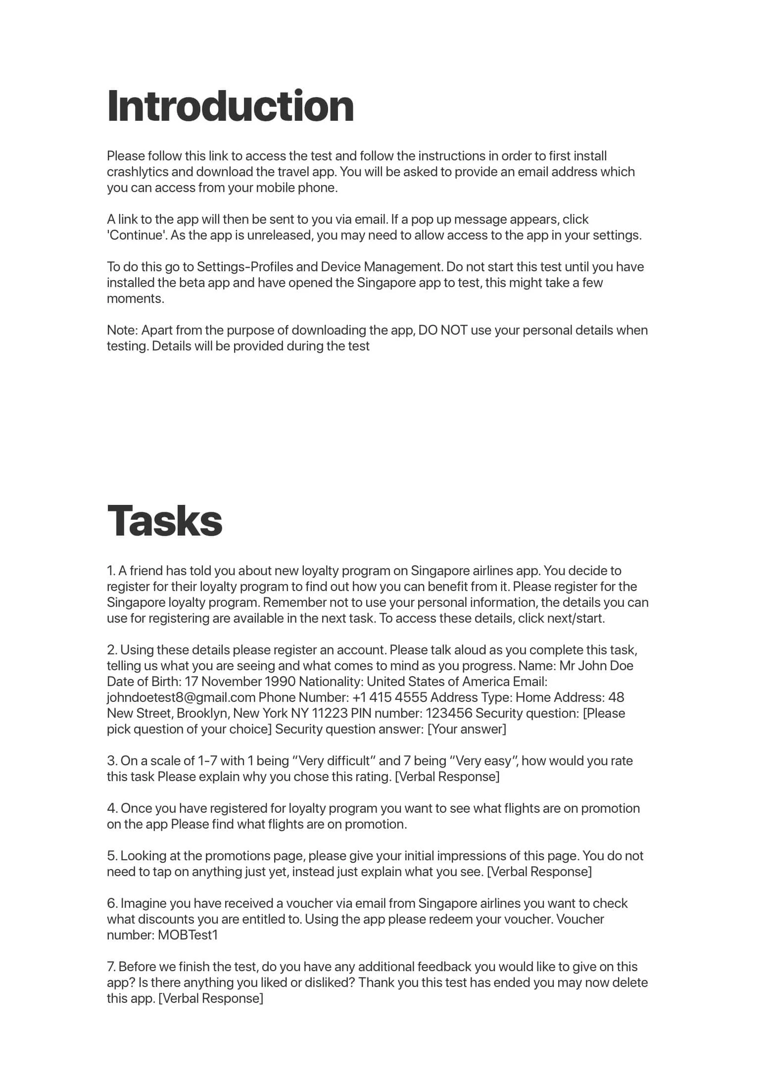 The original registration and special-offers test plan.